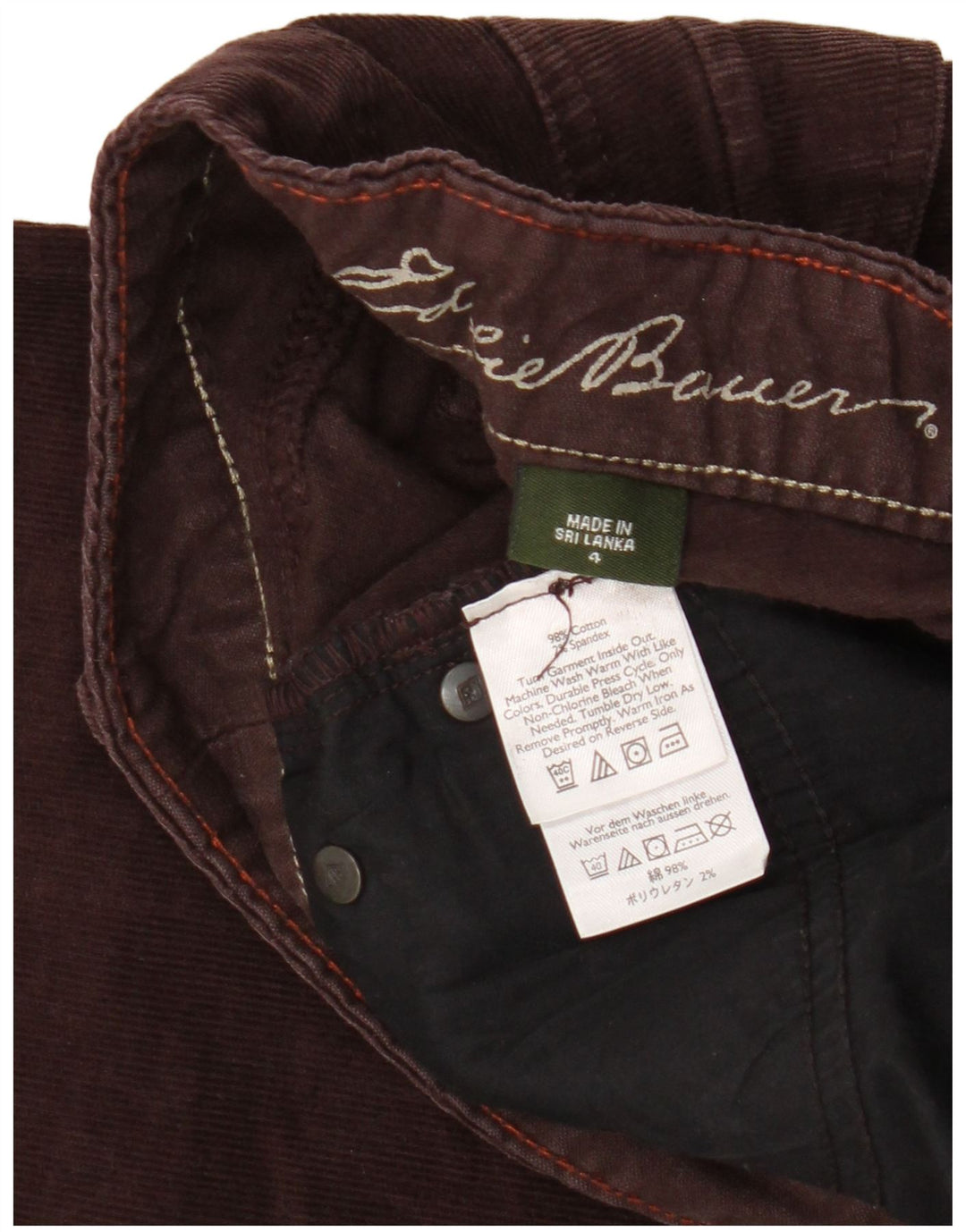 Damskie sztruksowe spodnie Eddie Bauer Bootcut US 4 Small W30 L30 Brązowe
