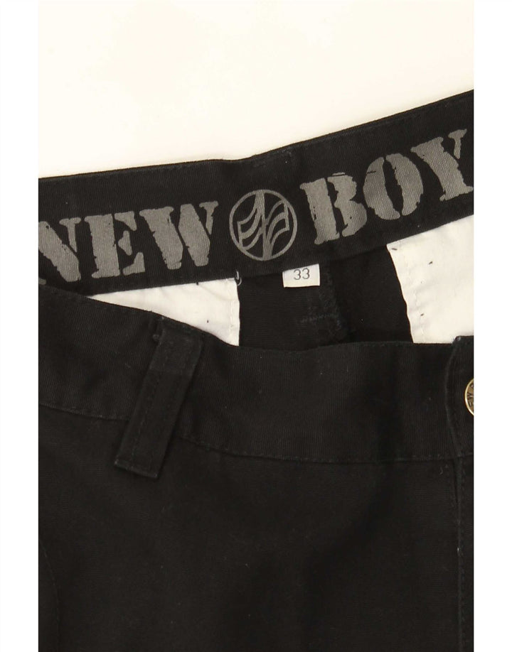 Męskie proste spodnie cargo w stylu vintage W33 L33 czarne