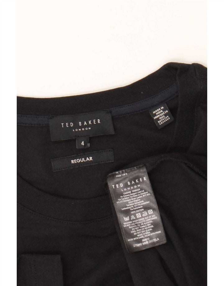 Ted Baker Męski T-shirt o regularnym kroju, rozmiar 4, duży, czarny, bawełniany