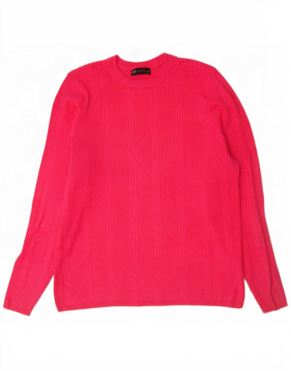 Marks & Spencer Damski sweter z okrągłym dekoltem UK 20 2XL Różowy Wiskoza