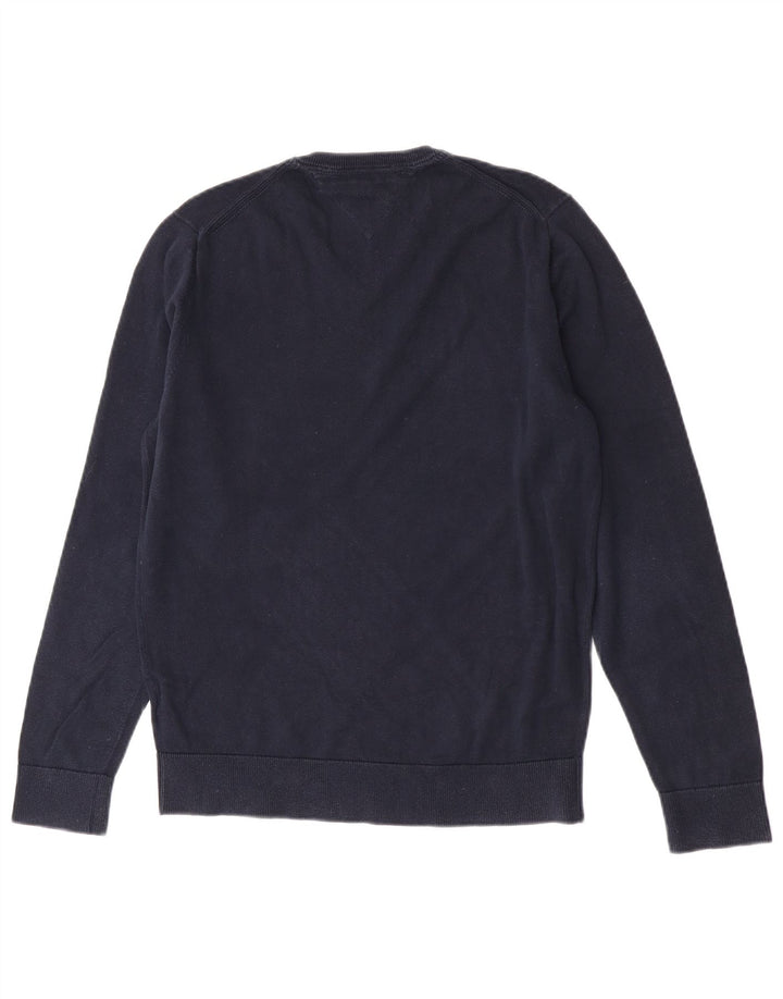 Męski sweter Tommy Hilfiger z dekoltem w kształcie litery V, średni granatowy, bawełniany