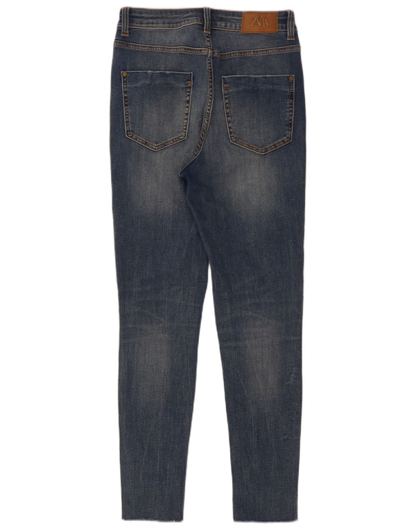 Damskie dżinsy rurki Zara w trudnej sytuacji EU 36 XS W26 L28 Niebieskie bawełniane