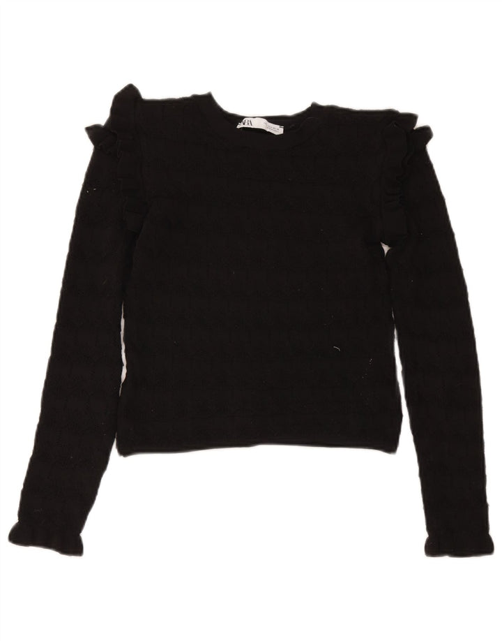 Damski sweter Zara z dekoltem w łódkę, UK 8, mały, czarny poliester