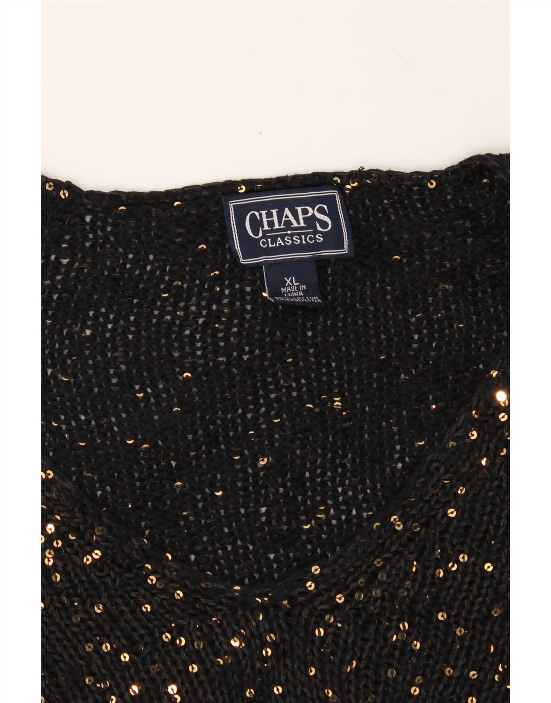 CHAPS Womens Classics V-Neck Jumper Sweater UK 18 XL Black Cotton Vintage Chaps and Second-Hand Chaps from Messina Hembry 