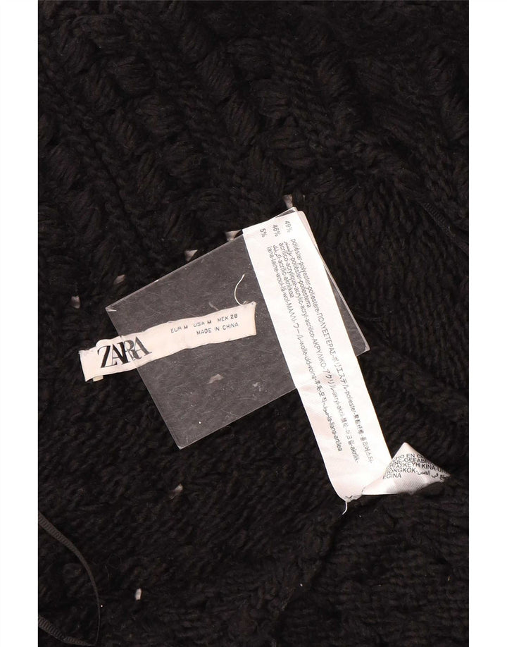 Damski, oversize'owy, długi, otwarty sweter rozpinany Zara UK 14, średni czarny