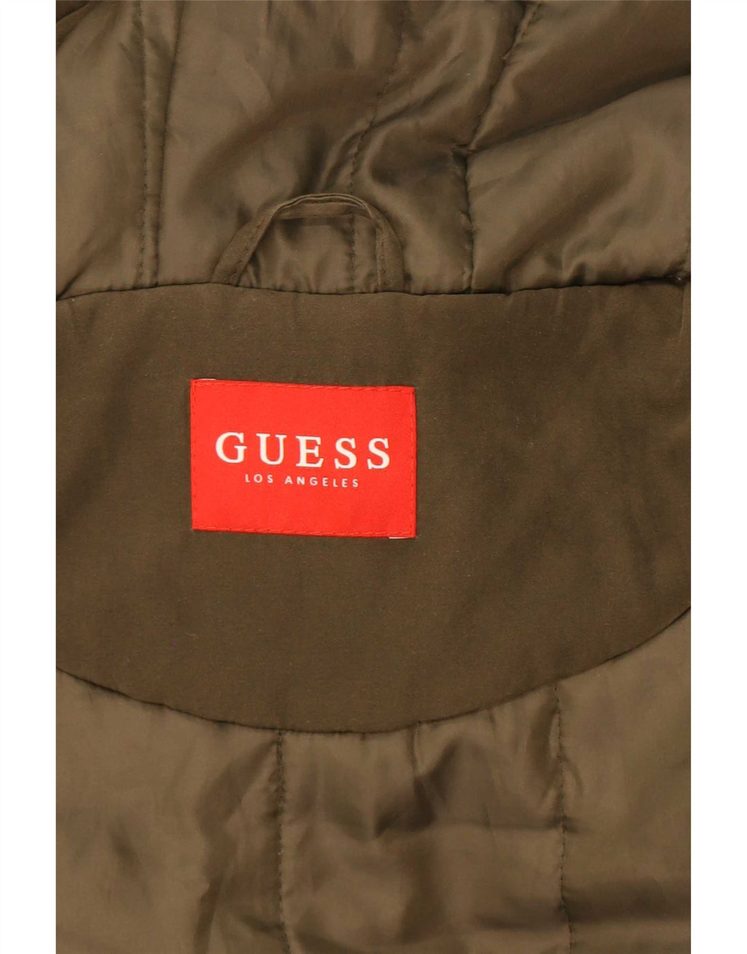 Damska kurtka parka z kapturem oversize Guess UK 6 XS Khaki, poliester