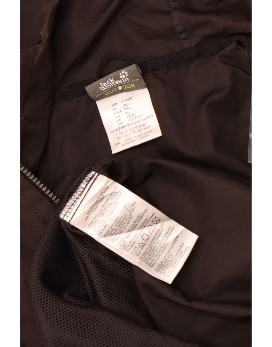 Męska kurtka przeciwdeszczowa z kapturem JACK WOLFSKIN UK 44/46 XL, brązowy poliester