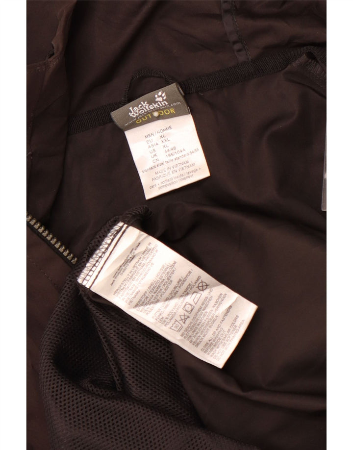 Męska kurtka przeciwdeszczowa z kapturem JACK WOLFSKIN UK 44/46 XL, brązowy poliester