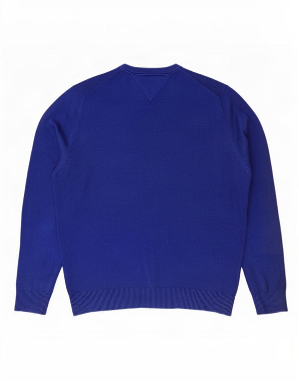 Tommy Hilfiger Mens Crew Neck Jumper Sweater Large Blue Cotton