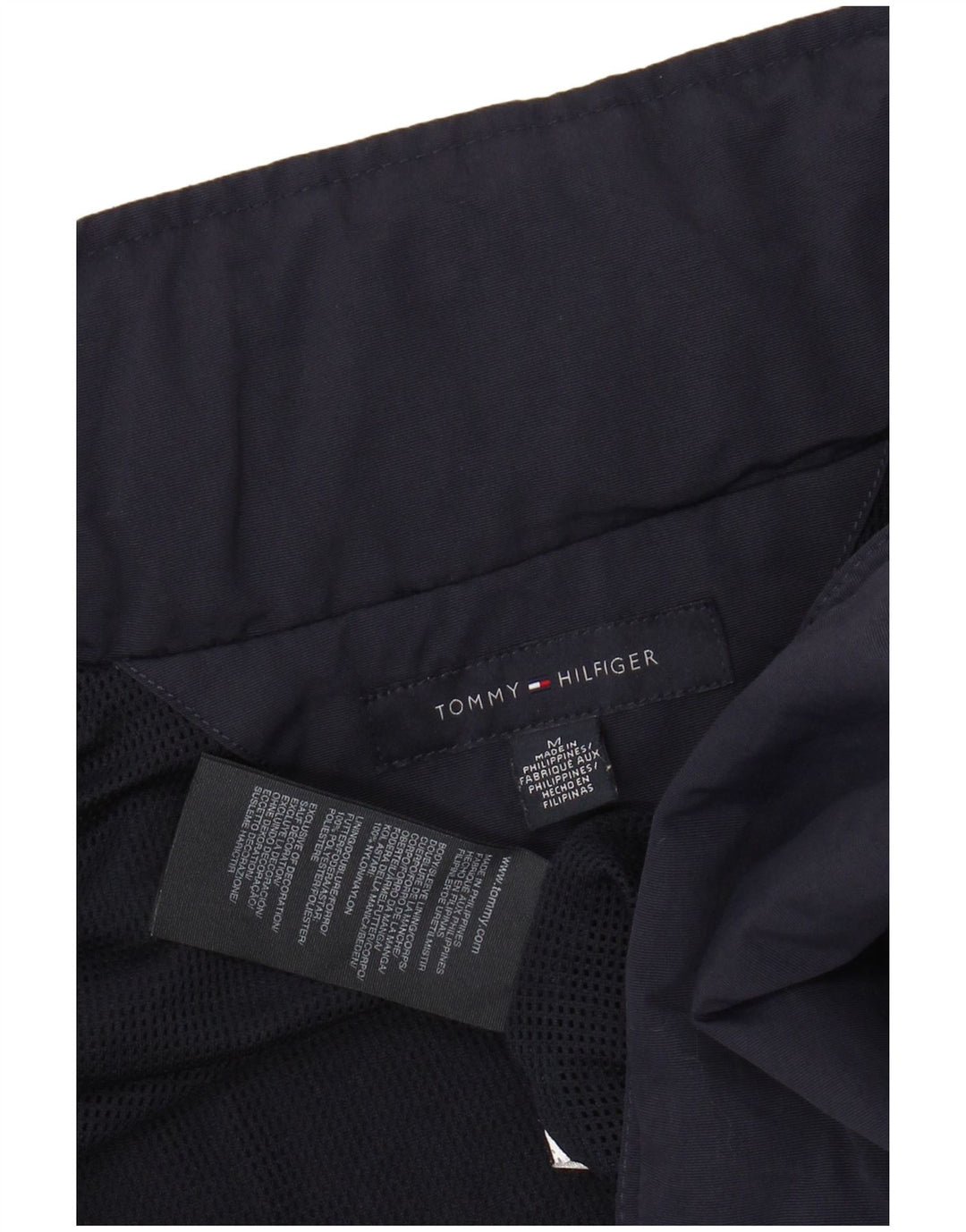 Męska kurtka bomberka z kapturem TOMMY HILFIGER UK 38, średni granatowy nylon