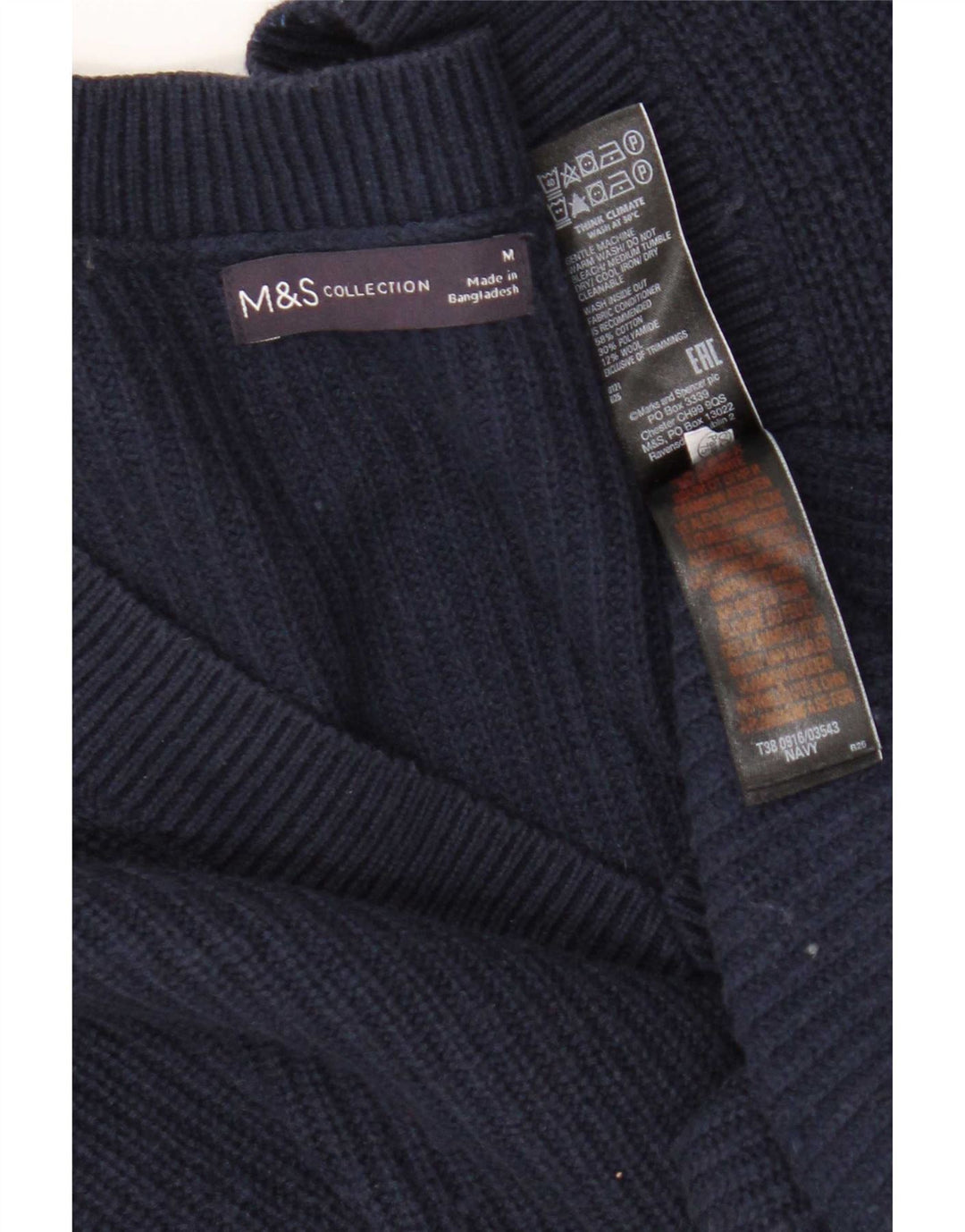 Marks & Spencer Damski sweter z dekoltem w kształcie litery V, UK 14, średni granatowy