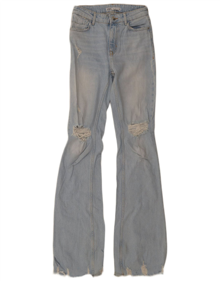 Dżinsy Zara Damskie Tall Distressed Flared EU 34 2XS W24 L36 Niebieskie