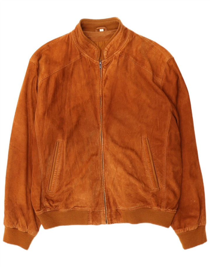 Męska zamszowa kurtka bomberka VINTAGE IT 54 2XL Beżowa skóra