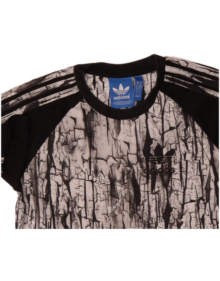 Męski T-shirt z abstrakcyjnym wzorem ADIDAS, top XS, czarny poliester