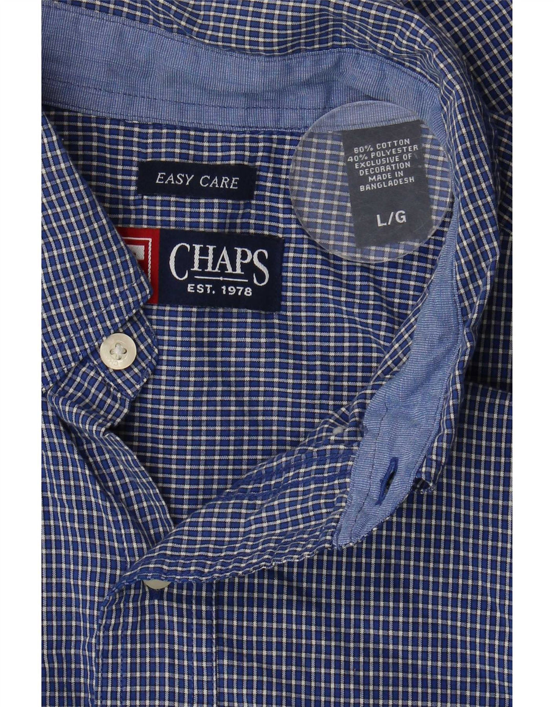 Koszula męska Chaps Easy Care, duża, niebieska, bawełniana w kratę