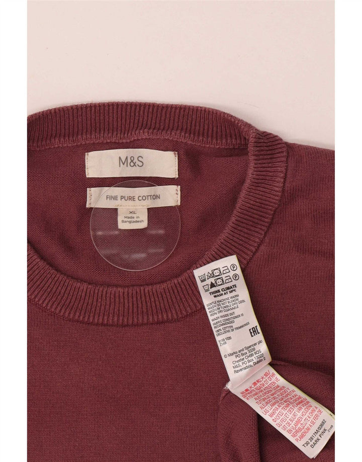 Marks & Spencer Męski sweter z okrągłym dekoltem XL, różowy, bawełniany