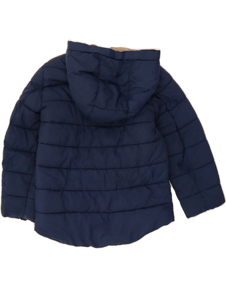 BENETTON Boys Hooded Padded Jacket 6-7 Years Small Navy Blue Polyester Vintage Benetton and Second-Hand Benetton from Messina Hembry 