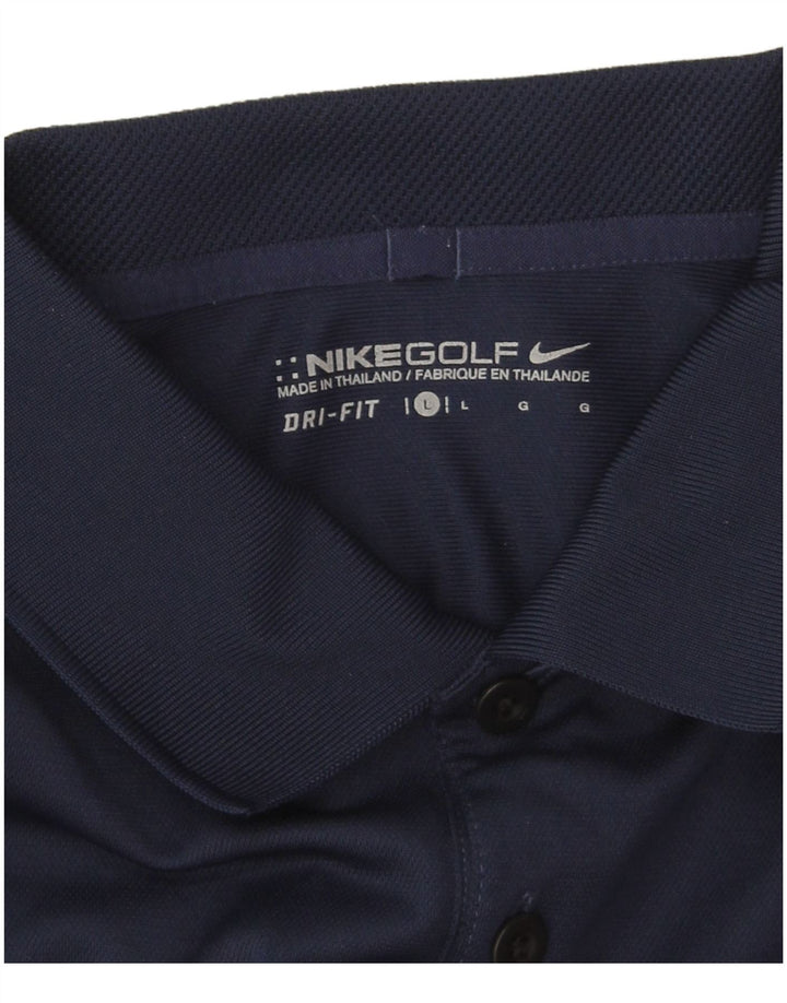 Męska koszulka polo Nike Dri Fit, duża, granatowa, z poliestru