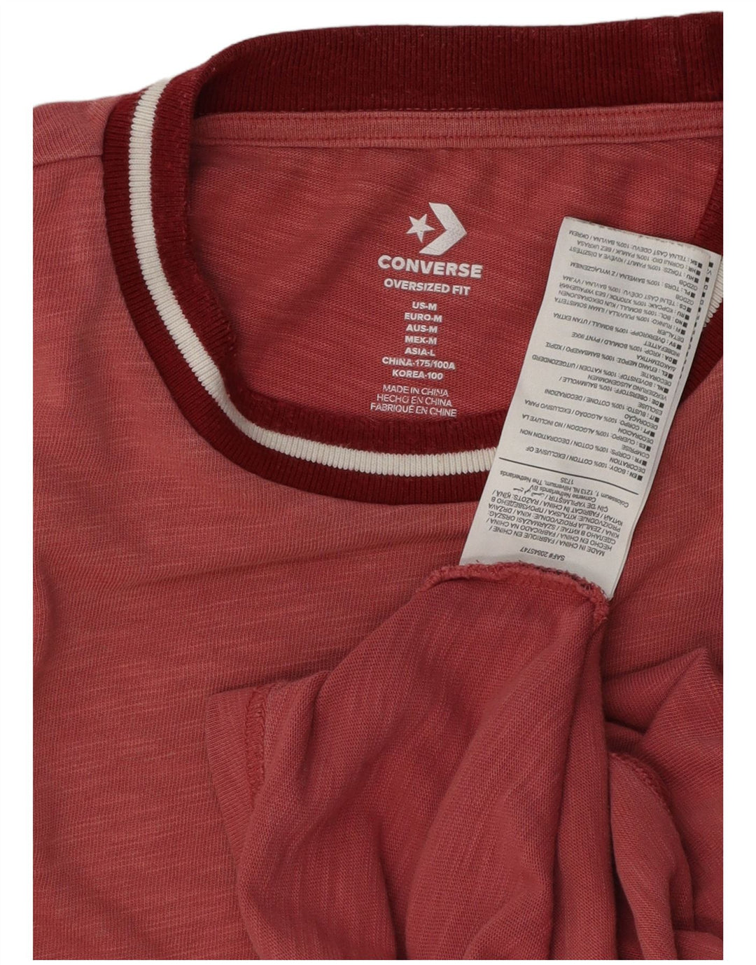 Męska koszulka oversize Converse z grafiką, średnia, bordowa, nakrapiana bawełna
