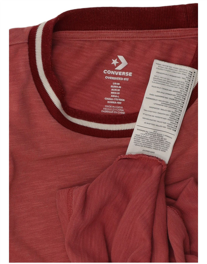 Męska koszulka oversize Converse z grafiką, średnia, bordowa, nakrapiana bawełna
