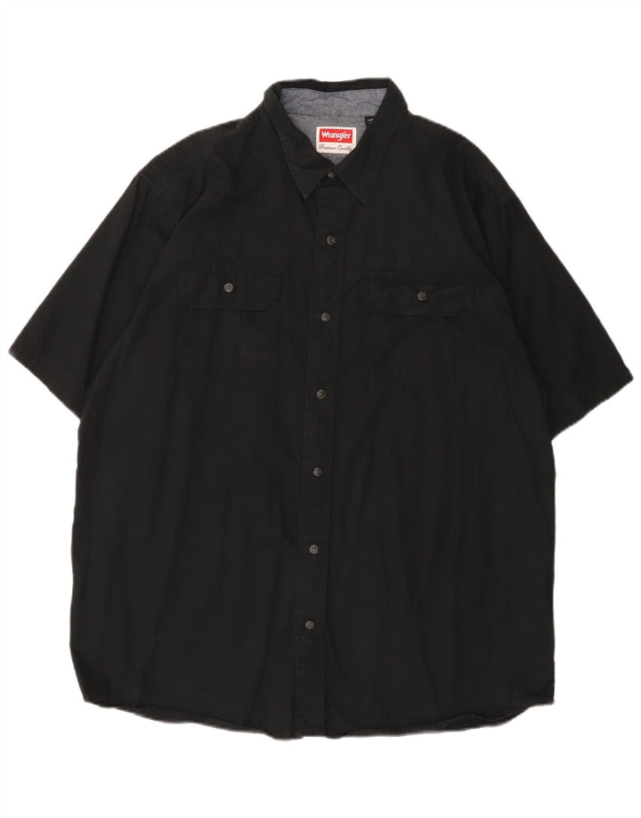 WRANGLER Męska koszula z krótkim rękawem, duża, czarna, bawełniana