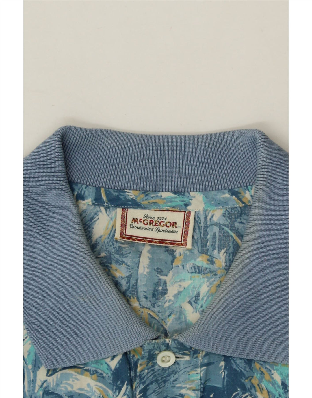 MCGREGOR Mens Abstract Pattern Pullover Shirt Size 15 3/4 40 Medium Blue Vintage McGregor and Second-Hand McGregor from Messina Hembry 