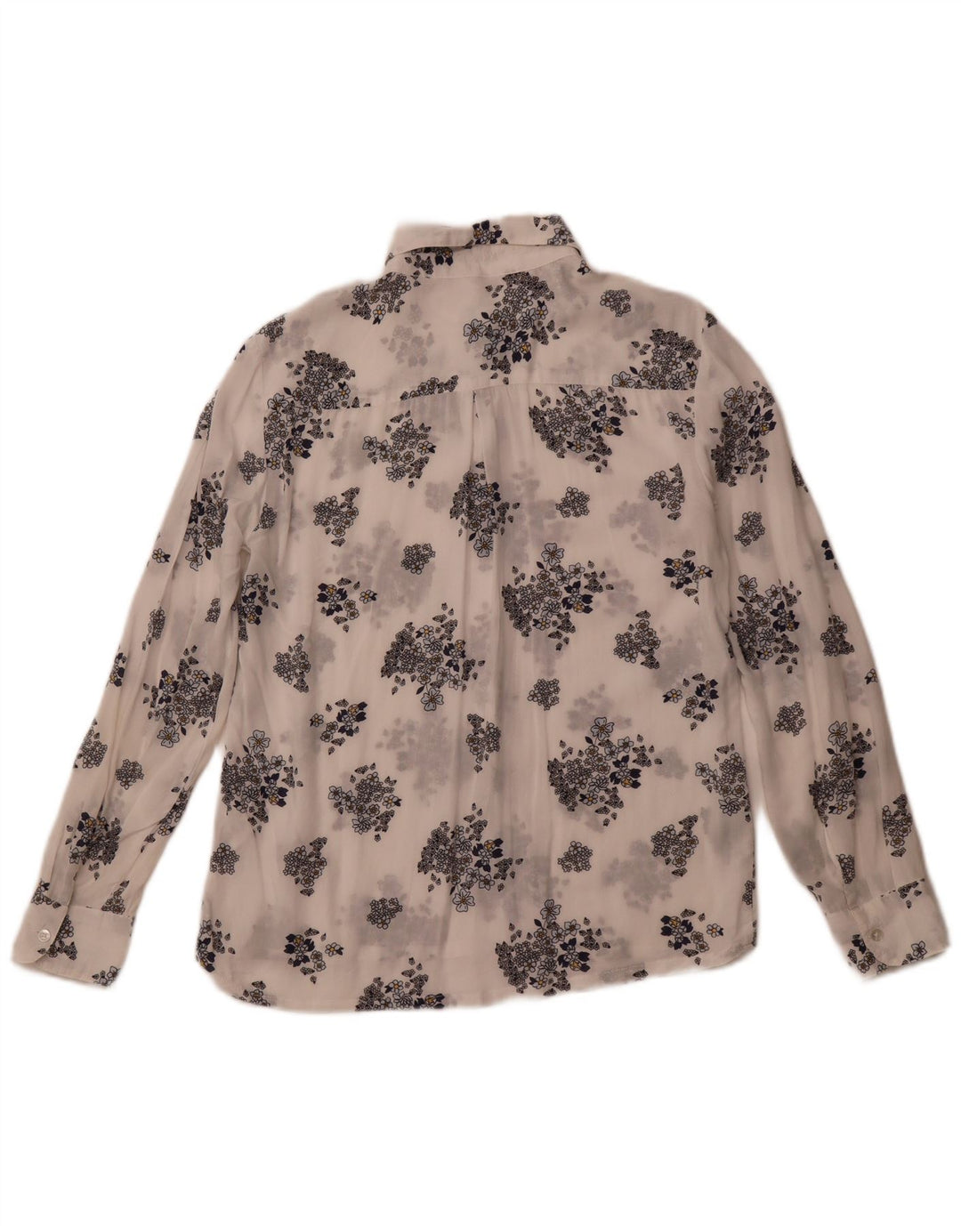 Damska prześwitująca koszula BENETTON UK 6 XS w białe kwiatowe modalne wzory