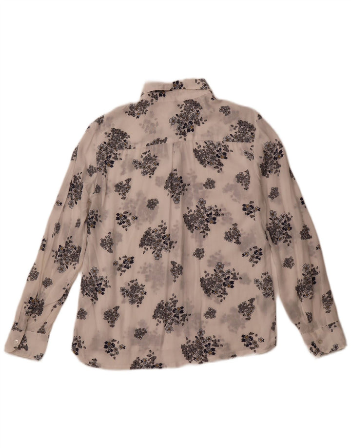 Damska prześwitująca koszula BENETTON UK 6 XS w białe kwiatowe modalne wzory