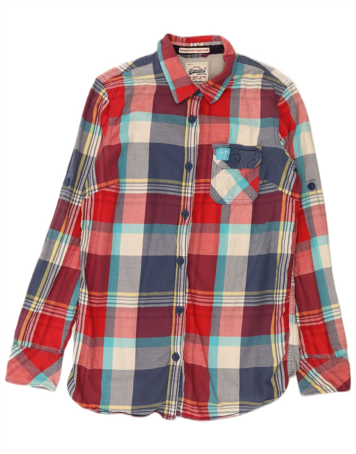 Damska koszula flanelowa Superdry UK 14, średnia, wielokolorowa bawełniana krata