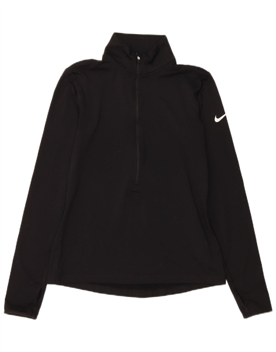 NIKE Womens Dri Fit Zip Neck Pullover Tracksuit Top UK 12 Medium Black