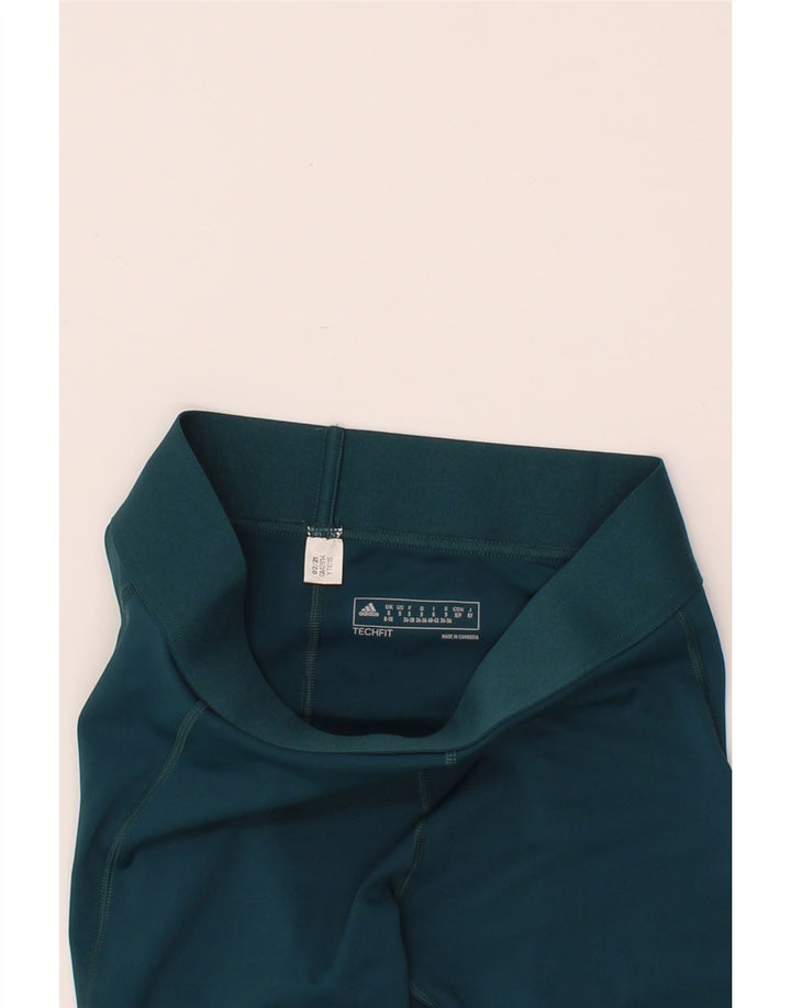 ADIDAS Womens Graphic Capri Leggings UK 8/10 Small  Blue Polyester Vintage Adidas and Second-Hand Adidas from Messina Hembry 