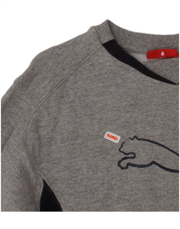 Chłopięca bluza z grafiką NIKE, 9-10 lat, szara, bawełniana w bloki kolorów