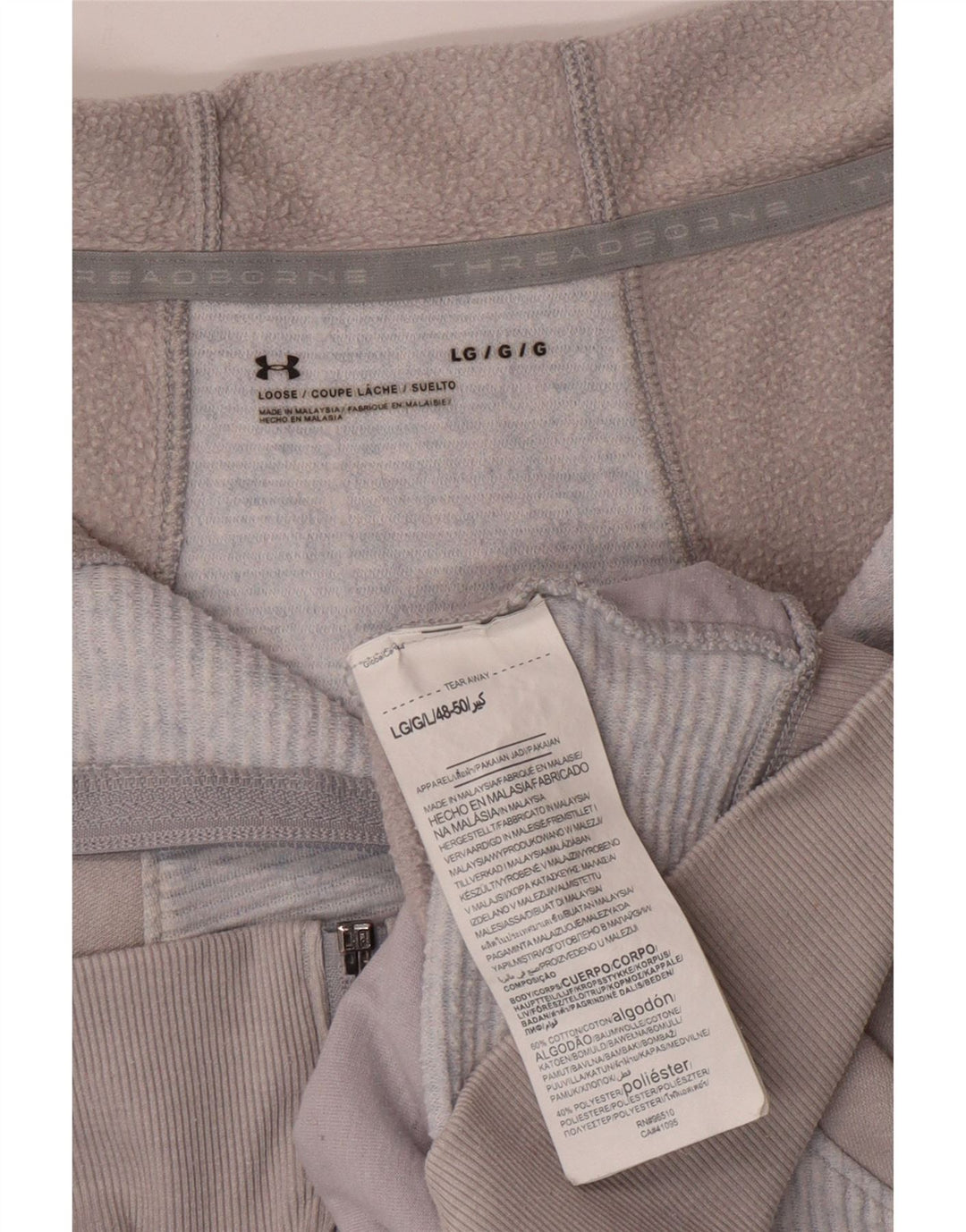 UNDER ARMOUR Womens Threadborne Crop Zip Hoodie Sweater UK 16 Large Grey
