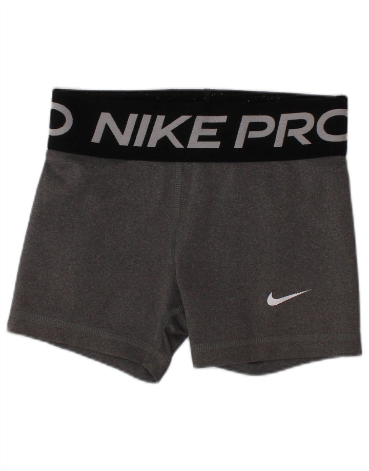 Dziewczęce spodenki sportowe NIKE Dri Fit z grafiką, 6-7 lat XS, szary poliester