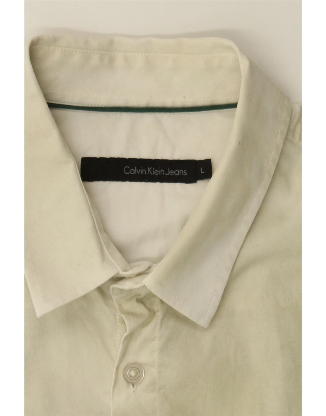 CALVIN KLEIN JEANS Mens Shirt Large Green Cotton Vintage Calvin Klein Jeans and Second-Hand Calvin Klein Jeans from Messina Hembry 