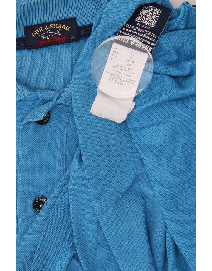 PAUL & SHARK Mens Polo Shirt XL Blue Cotton Vintage Paul & Shark and Second-Hand Paul & Shark from Messina Hembry 