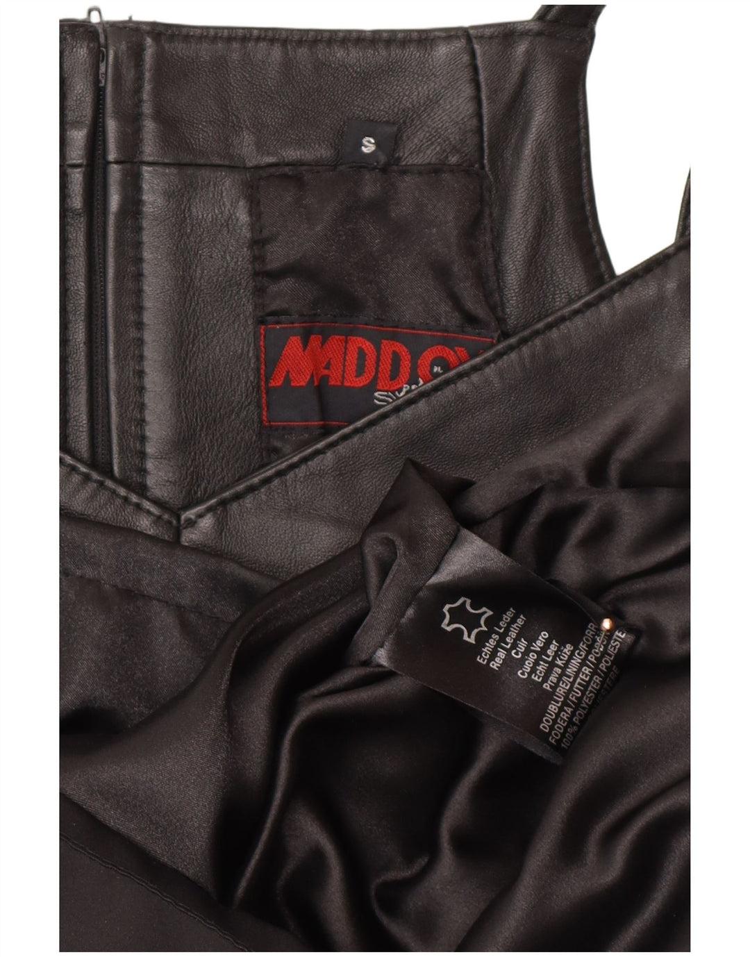 MADDOX Damska sukienka skórzana bez rękawów, UK 10, mała, czarna skóra