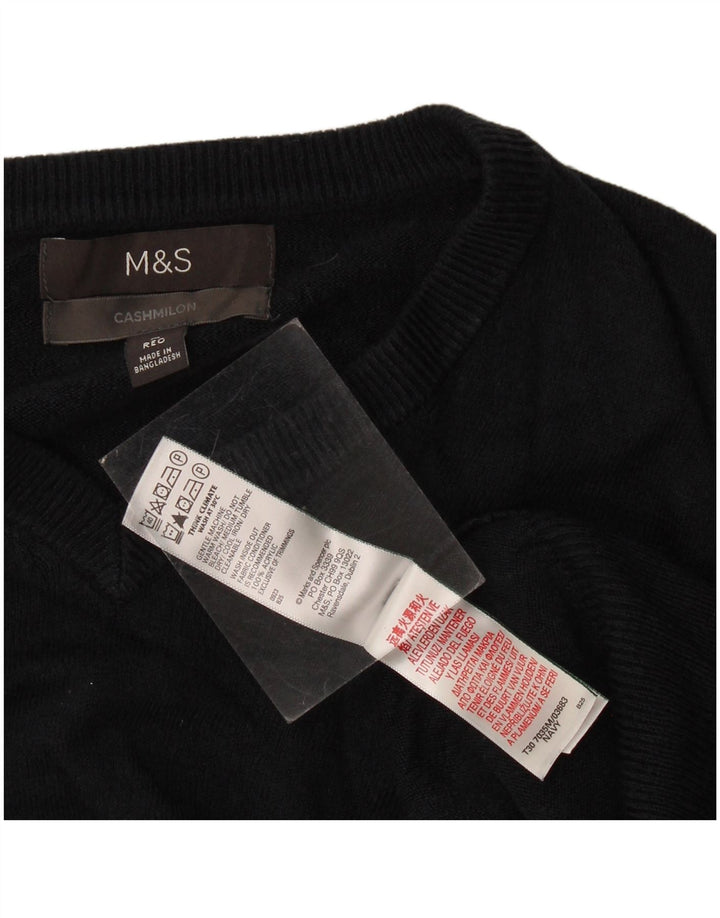 Marks & Spencer Męski sweter z dekoltem w kształcie litery V, średni granatowy akryl