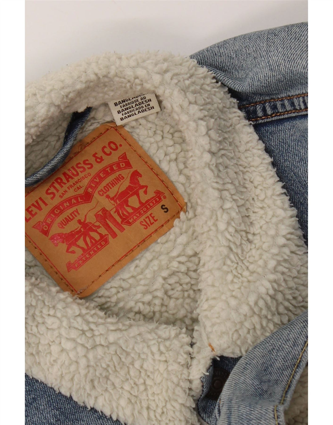 Męska kurtka dżinsowa Levi's Sherpa UK 36 Small Blue Cotton