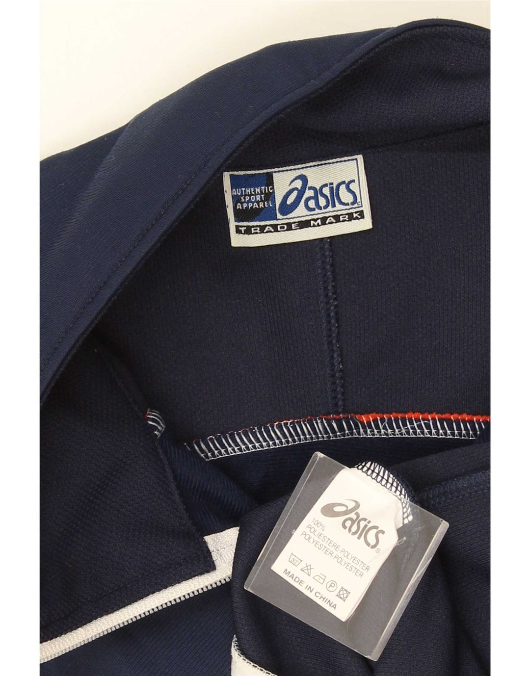 Męska bluza dresowa Asics, duża, granatowa, poliestrowa z blokami kolorów