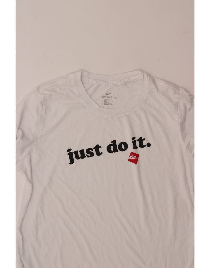 NIKE Womens Graphic T-Shirt Top UK 14 Medium White Cotton Vintage Nike and Second-Hand Nike from Messina Hembry 