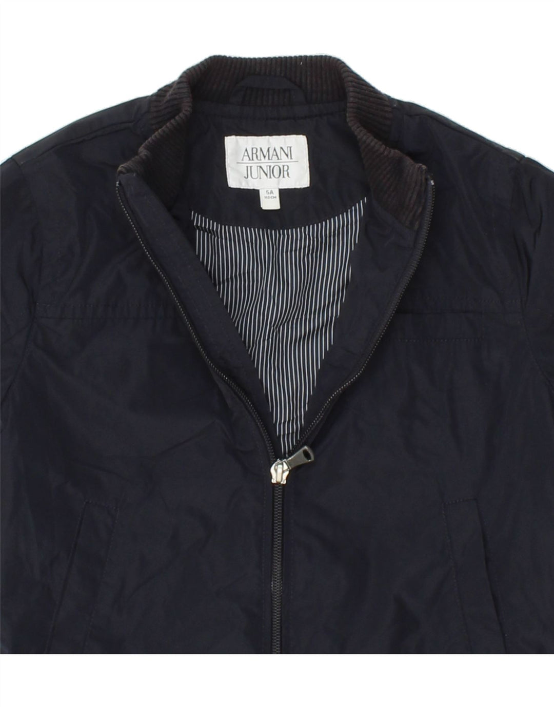 ARMANI JUNIOR Boys Bomber Jacket 4-5 Years Navy Blue Polyester Vintage Armani Junior and Second-Hand Armani Junior from Messina Hembry 