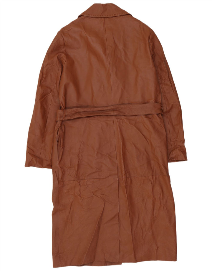 Vintage damski płaszcz oversize z podwójnymi piersiami UK 10, mała brązowa skóra