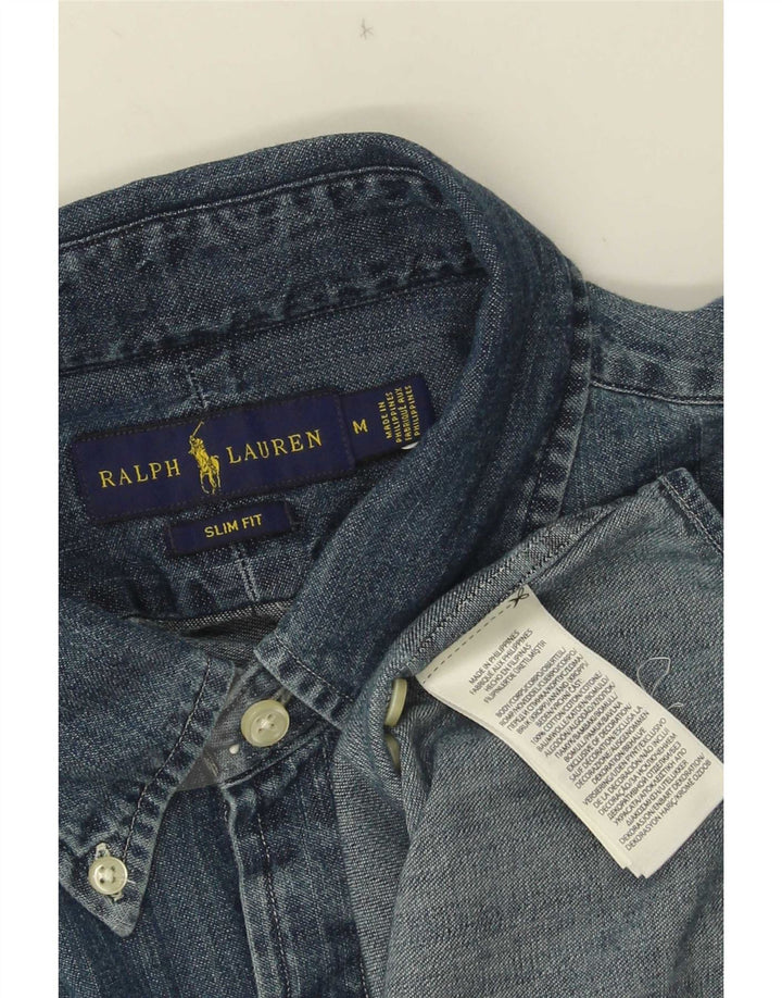 Męska koszula dżinsowa Ralph Lauren o dopasowanym kroju, średnioniebieska, bawełniana