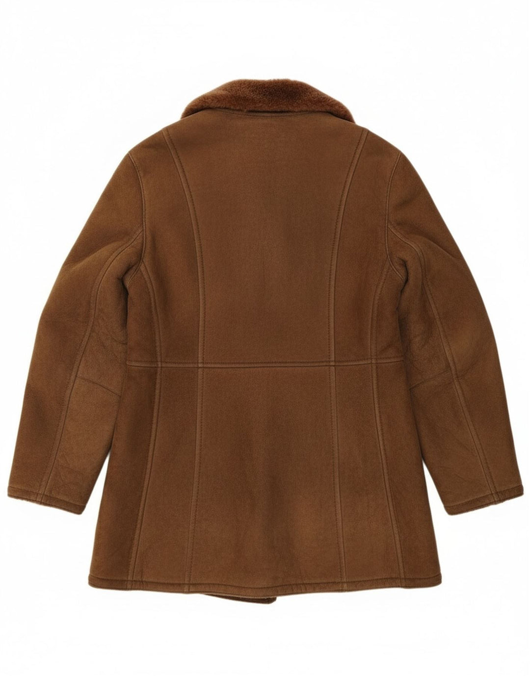 Vintage męska kurtka shearling z podwójnymi piersiami IT 54 2XL brązowa skóra