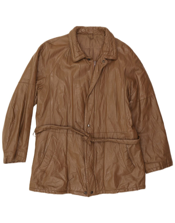 Vintage męska kurtka skórzana IT 52 XL brązowa
