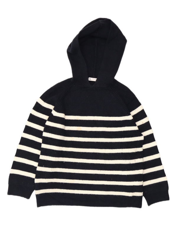Damski sweter oversize z kapturem Zara UK 10 w małe granatowe paski