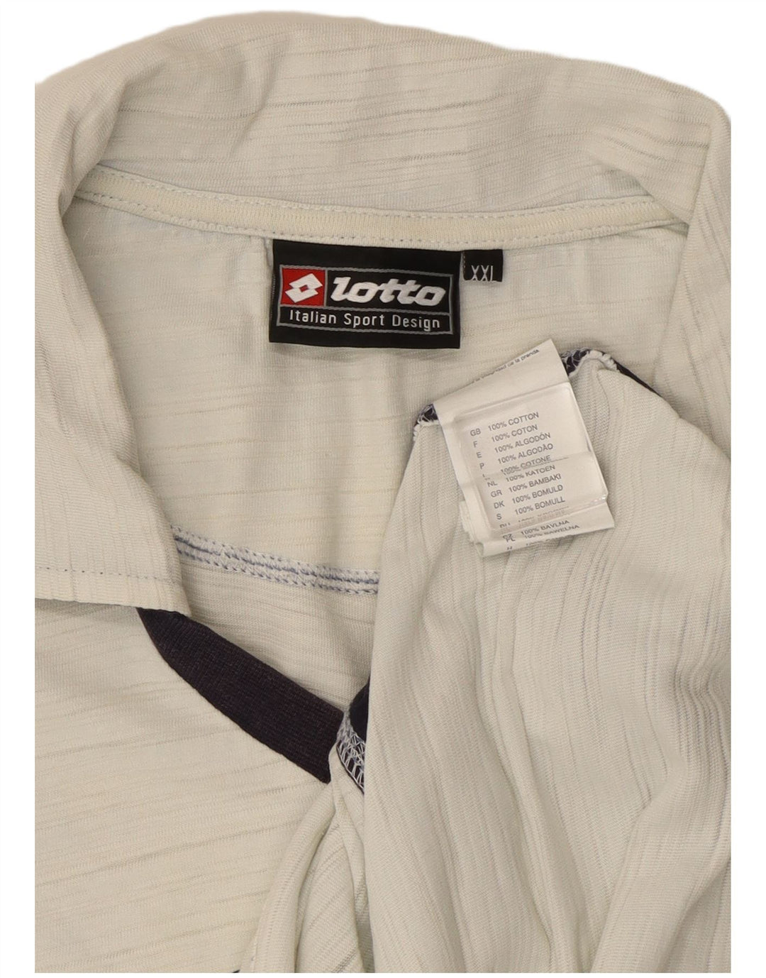 Męska koszulka polo Lotto z grafiką 2XL, biała, bawełniana w bloki kolorów