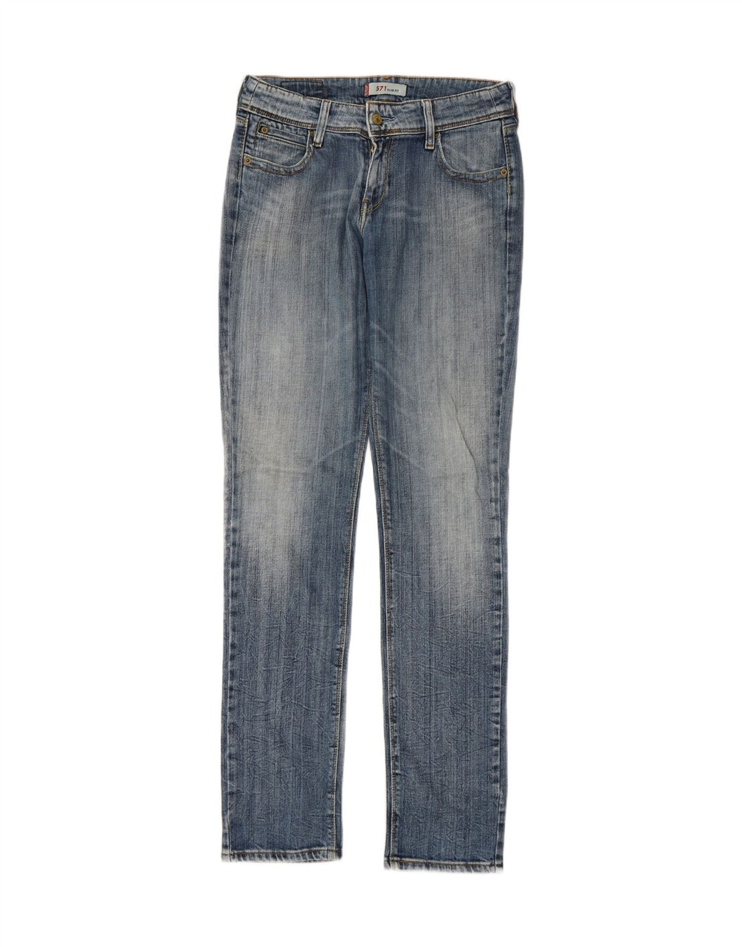 LEVI'S Womens 571 Slim Jeans W32 L34 Blue Cotton Vintage Levi's and Second-Hand Levi's from Messina Hembry 