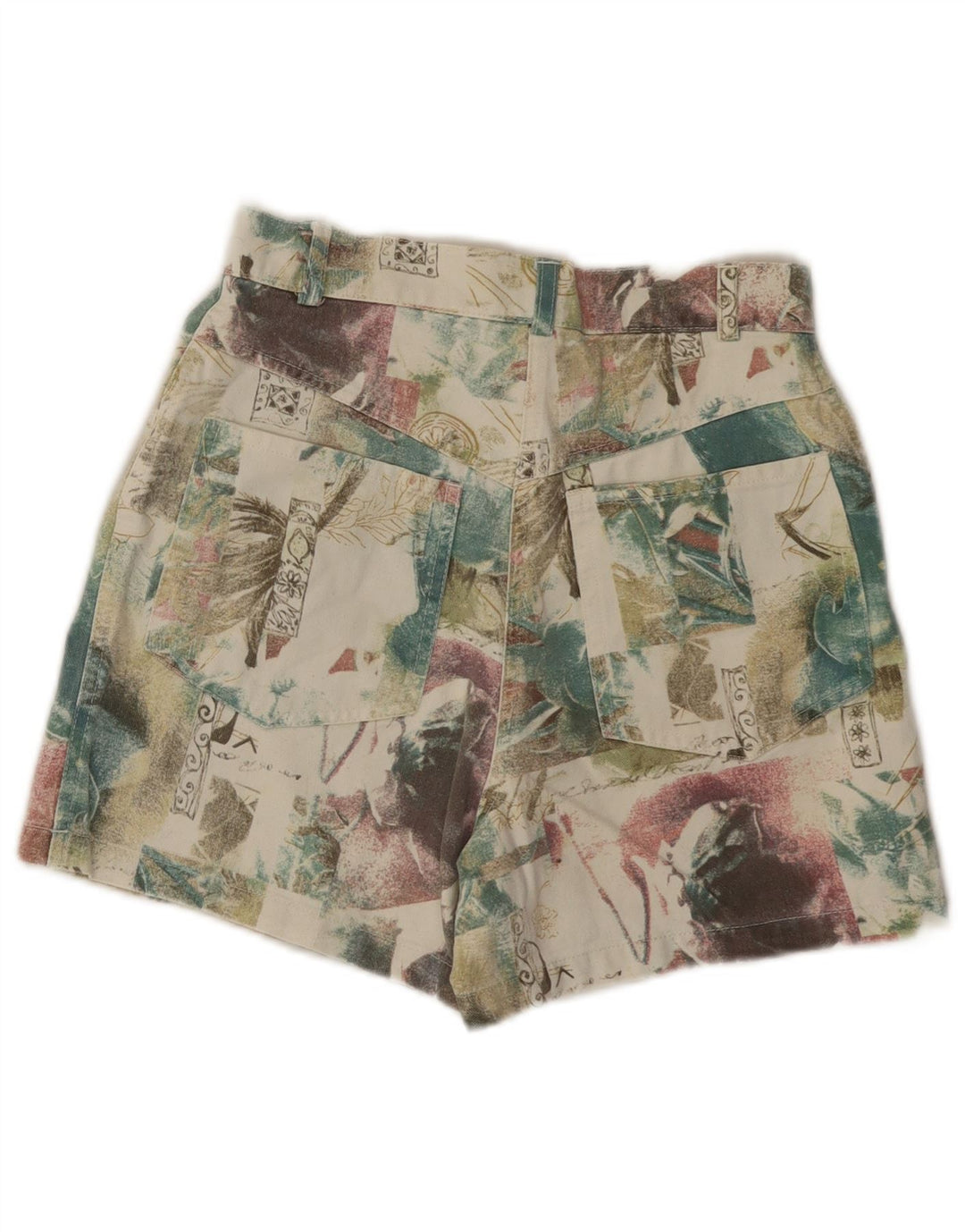 Spodenki damskie w stylu vintage UK 12 Medium W26 wielokolorowe kwiatowe